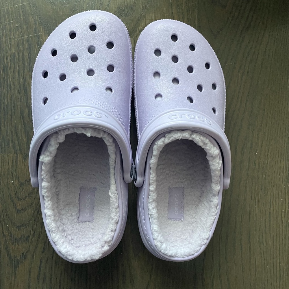 Lavender Fuzzy Crocs